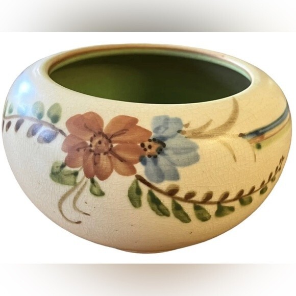Vintage Late 1920’s Weller Pottery Bonito Art Deco Bowl Hand Painted w/ Flowers - Picture 1 of 5